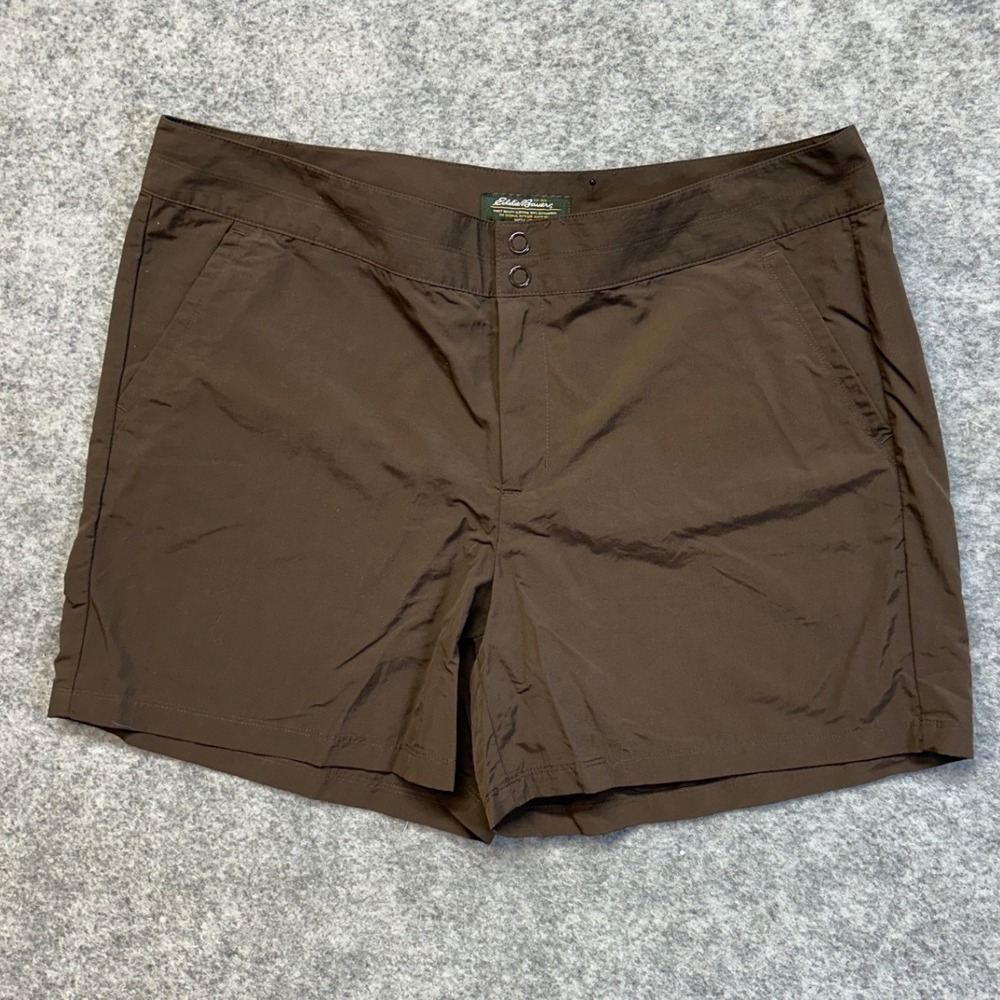 Eddie Bauer Hiking Shorts Womens 16 Brown Excellent Nylon Utility Outdoor 7in‎
